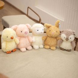 5 pcs Simulation Doll Chicken Duckling Pig Lamb Owl Animal Model Decoration Home Hanging Crafts Plush Toy Wholesale Gift Good Blessing