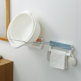 Punch-free Detachable Bathroom Shelf Kitchen Wall Shelves Wash Basin Storage Rack Towel Bar Robe Hooks Bathroom Accessories