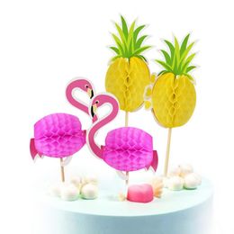 Other Festive & Party Supplies 20/40pcs Flamingo Pineapple Cake Toppers Cupcake Flags Hawaiian Wedding Birthday Decoration Kids Favor