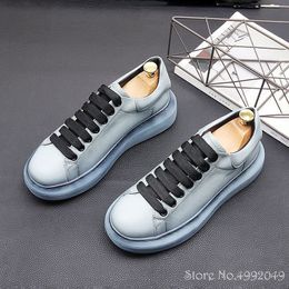 Britain Vintage Trend Men's Orange Blue Flats Casual Platform Board Shoes Male Sports Walking Sneakers Sapatos Tenis Masculino