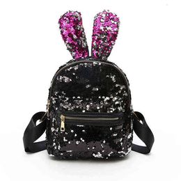 HBP Non-Brand Personality bright, rabbit ear casual backpack Korean Version cute, fashionable and versatile 2 sport.0018