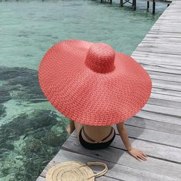 Wide Brim Hats Summer Oversized 25cm Foldable Beach For Women Large Straw Hat Uv Protection Sun Shade Chapeau Femme