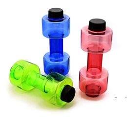 new Dumbbell Water Bottle Dumbbell Shaped Sport Water Kettle Fitness Sports Plastic Cup Sealed Leak Proof Bottle 20oz EWE7418