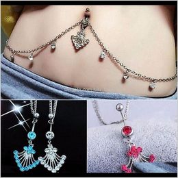 Bohemia Waist Chain Belt Belly Ring Esmsy Bell Rings Zwvhn Pendant Ringauniquestyle Women Sexy Rhinestone Piercing Bar Body Jewellery