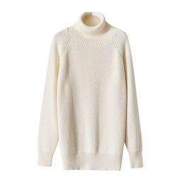 Design Turtleneck Sweater Warm Women Knit Top Solid Colour Loose Pullover Cashmere Winter Soft Wool Lady Jumper 211215
