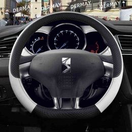 For Citroen DS3 Ds 3 Racing Convertible Car Steering Cover Pu Leather AntiSlip Car Accessories J220808