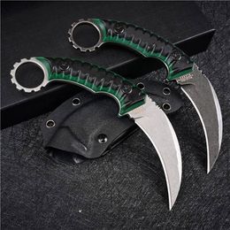 High Quality M27 Karambit Knife DC53 Black/White Stone Wash Blade Full Tang G10 Handle Fixed Blade Claw Knives With Kydex