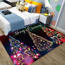 Carpets Color Christmas Tree Printing Flannel Thick Non-slip Soft And Comfortable Home Bathroom Living Room Bedside Carpet