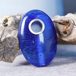 Blue Melting Stone Oval Crystal Pipe Palm Toy Parts Direct Sale from Donghai Factory