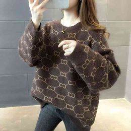 Kadın Sweaters Lüks Giysileri Kadın Tasarımcı Sweaters İçin Kadın Süveter Sıradan Örgü Kontrast Renk Uzun kollu Sonbahar Moda Markası Top Bayanlar