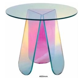 -Садовые наборы акриловые радуги цвет журнальный столик, радужный стеклянный конец круглый стол Современное акцентное телевидение для гостиной оформление в гостинице
