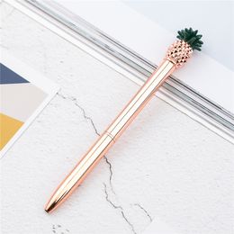 Pineapple Metal Ballpoint Pens Black Ink Refills Medium Point Office School Supplies Stationery Gold/Silver KDJK2106