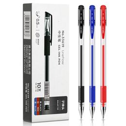 Gel Pens Retractable Blue Black Red Color Smooth Writing 0.5mm Ink Pen For Office Supplies Stationery