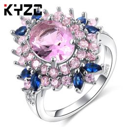 colorful diamond rings Australia - Jewelry Colorful Flower Shaped Zircon Ring Aaa Zirconium Diamond Korean Decoration Iylz