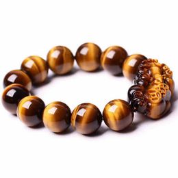 KYSZDL High quality 5A Tiger Eye Brave Pixiu Bracelets&Bangles Trendy Natural Stone Bracelet For Women Famous Brand Men Jewellery