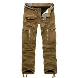 Winter Men Casual Multi Pockets Military Baggy Tactical thicken Fleece Pants Men's Cargo Trousers Loose thermal Warm pants 29-40 H1223