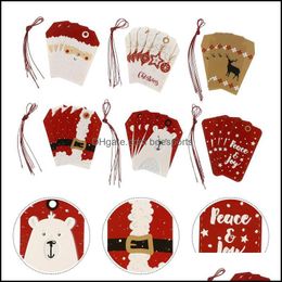 Christmas Decorations Festive & Party Supplies Home Garden 24Pcs Decorative Paper Tags Practical Printed Label Drop Delivery 2021 281Gr
