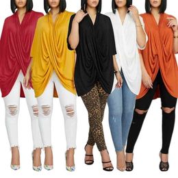 New style African Women clothing Dashiki fashion Irregular loose large crossed bat-sleeve T-shirt top size S M L XL XXL 7208 210408