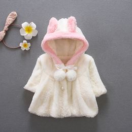 Tavşan ceket yün bebek ceket kıyafetleri kış yeni doğan kız bebek ceketleri sıcak rüzgarlık çocuklar için ceket pelerin çocuk kıyafetleri