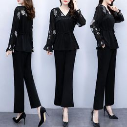 Plus Size Women's Top&pants Set Casual Two-piece Suit Fashion Ensemble Femme Deux Pieces Year-old Female Costume Two Piece Pants