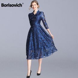 Borisovich Women Casual Lace Long Dress New Brand Spring Fashion Vintage V-neck Elegant A-line Ladies Party Dresses N803 210412