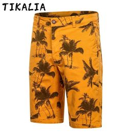 Men's Shorts Cotton Coconut Tree Graphic Beach Men Summer Casual Bermudas Male Fashion Clothing Clothes 2021