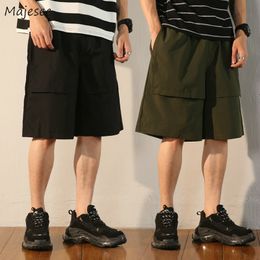 Men Board Shorts Pocket Solid Plus Size 3XL Loose Streetwear Drawstring Mens Hip-hop Leisure Fashion Chic Simple Wide Leg Ins X0316