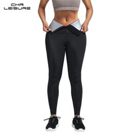 CHRLEISURE Body Shaper Leggings Women High Waist Fitness Sport Sweat Abdomen Legging Push Up Sportswear 211204