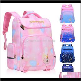 Fashion Gradient Color Waterproof Large Backpack Children Cartoon Schoolbag Ridge Protection Shoulde 16 Grade Pupils School Bag 96Jue 4Mu2X