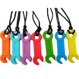 Sensory Silicone Chews Necklace Wrench Teething Toy Toddler Chewable Teethers Oral Motor Anxiety Autism ADHD Special Need
