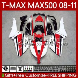 Motorcycle Body For YAMAHA T-MAX500 TMAX-500 MAX-500 T White red 08-11 Bodywork 107No.12 TMAX MAX 500 TMAX500 MAX500 08 09 10 11 XP500 2008 2009 2010 2011 Fairings