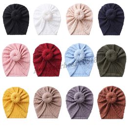 All-match Infant Kids Headwear Simple Pure Colour Bowknot Winter Autumn Baby Hat Skin-friendly Cotton Knitted Pullover Caps