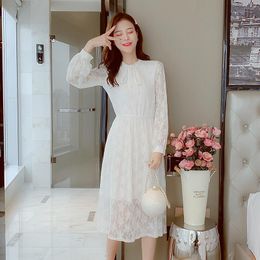 Casual Dresses Fall 2022 Super Fairy Render Skirt Gentle Wind Inside Take Lace Dress Female Qiu Dong