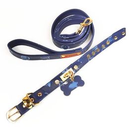 Latest Printed Leather Pet Collar Cat Traction Rope FaDu Teddy Dog Collar Pet Products