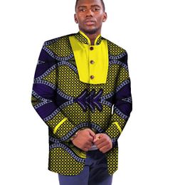 mens high end clothing Canada - Ethnic Style Suit 2021 Men's Spring And Autumn African 100% Cotton Wax Cloth Fabric Fashion Casual High-end Men Clothing Suits & Blazers