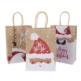 Gift Wrap 5pcs Kraft Paper Package Bag Christma Candy Wrapping Bags Cake Cookies Pouch Snowflake Santa Pattern Portable