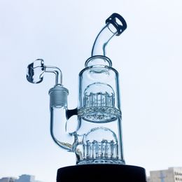 14mm Female Joint Hookahs Mini Bong Clear Glass Bongs 12 Arms Tree Percolator Water Pipe Double Perc 5mm Thick Small Dab Rigs Oil