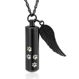 Cremation Jewellery Print Urn Necklaces For Human Pet Ashes Cylinder Pendant Keepsake Memorial Ash Locket Holder Necklace Chains