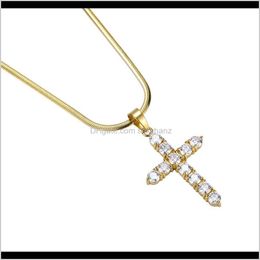 Necklaces & Pendants Jewelrymens Gold Sier Cross Pendant Fashion Charm Zircon Design Hip Hop Jewelry Stainless Steel Link Chain Necklace For