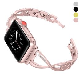 Stainless steel strap for Apple watch Ultra 49mm band 41mm 44mm 40mm/44mm 38mm/42mm Diamond Metal bracelet Fit iWatch bands series 8 7 6 5 4 3 se