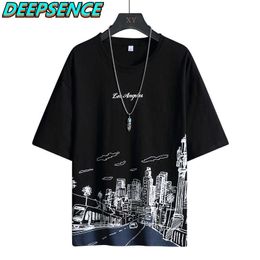 Men Fashion Trend Casual Short Shirt Spring Summer Cartoon High Street Streetwear O Neck Loose Fit Shirts ops 210629