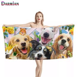puppy towels NZ - Fashion Bathroom Shower Towel Adorable Animals Puppy Gang Home Textile Face Towels Portable Bath For Adult Kids