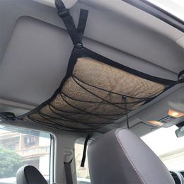 Car Organiser Ceiling Storage Net Pocket Roof Bag Double-Layer Interior Cargo Auto Stowing Tidying Accessories