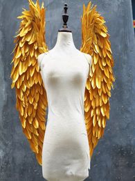 Baby birthday party DIY decor props Gold angel wings pure handmade feather crafts fairy wings for photography