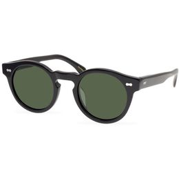 Brand Designer Men's Sunglasses Grey Dark Green Lens Eyeglasses Retro Round Women Sun Glasses Vintage Handmade Top Qualilty Unisex Eyewear with Box