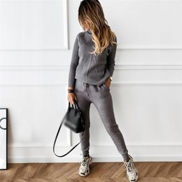 YICIYA Autumn sweatshirt striped turtleneck sweater and elastic pants knitted-out suits set of two pieces,tracksuit women 210819