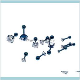 Stud Jewelrystud Needle 1.2x6Mm Stainless Steel ScrewBack Zircon Earrings Blue Ip Plating No Easy Fade Allergy 1 Drop Delivery 2021 Ln4Yz