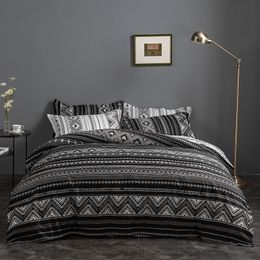 Three-Piece duvet cover, brushed fabric, European style urban stripe series 2/3 set, home textile bedding Duvet cover