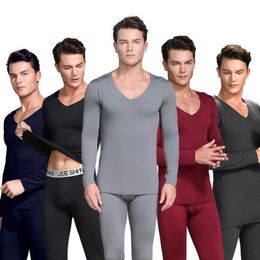 Men Thermal Underwear Set 2 Pcs Winter Velvet Thick Warm Tops+Trousers Layered Clothing Male Long -Dry Thermal Set Long Johns 210515