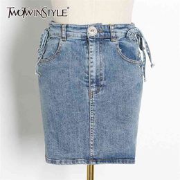 Casual Denim Women Shorts High Waist Bandage Lace Up Diamonds Mini Hit Colour Short Pants For Female Clothing 210521